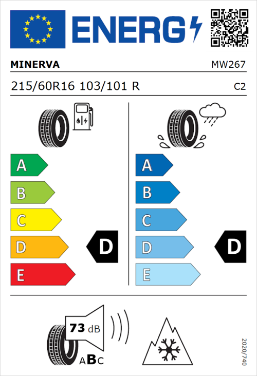 Tyre Label for Minerva S110 215/60R16 103/101R