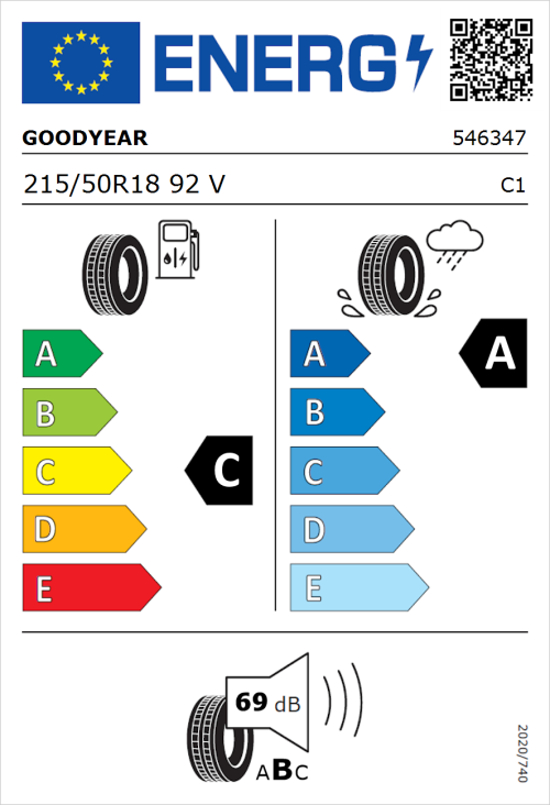 Tyre Label for Goodyear Eagle F1 Asymmetric 3 215/50R18 92V