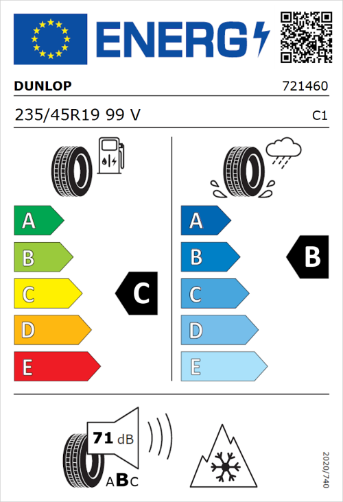 Tyre Label for Dunlop All Season 2 235/45R19 99V